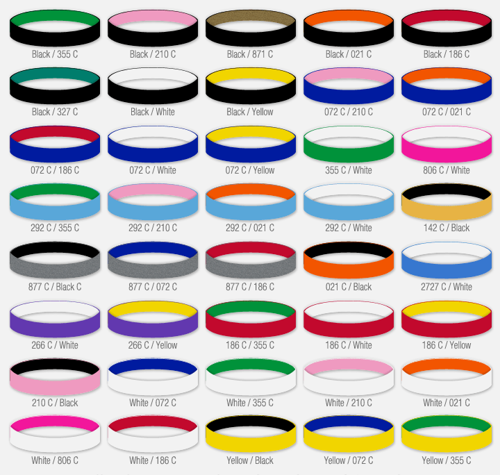 Color Coated Wristband Color Options